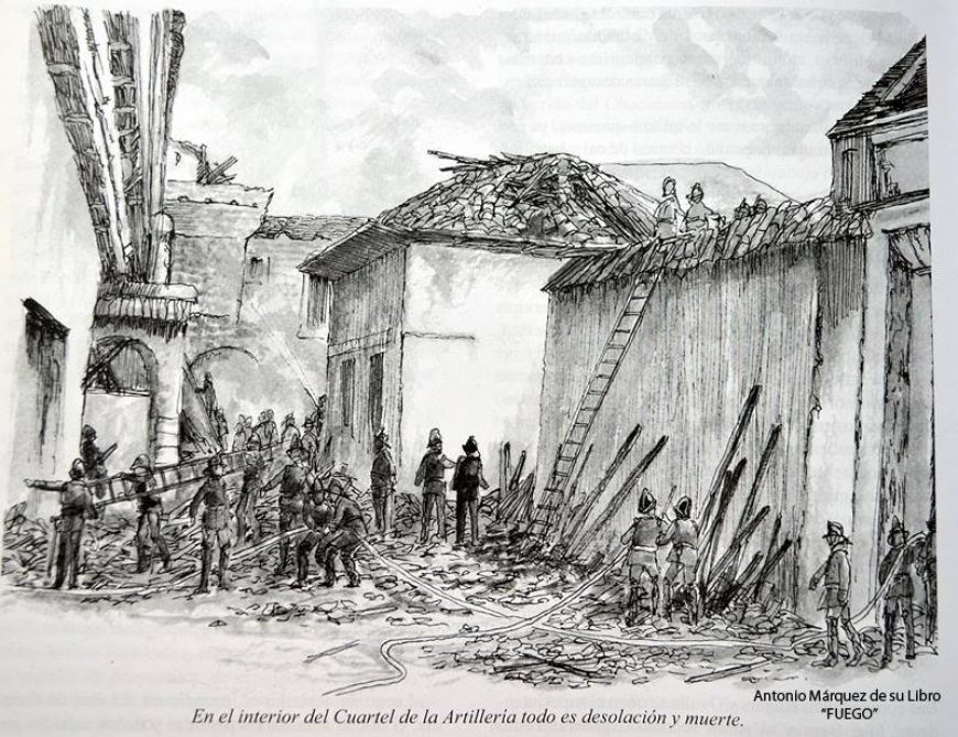 Fuego en medio de la guerra. Incendio en el cuartel de artillería de Santiago en 1880